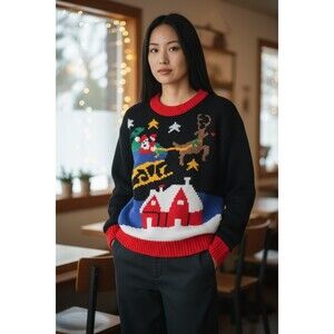 Vintage Holiday Magic Women's Size M Multicolor Ugly Christmas Sweater
